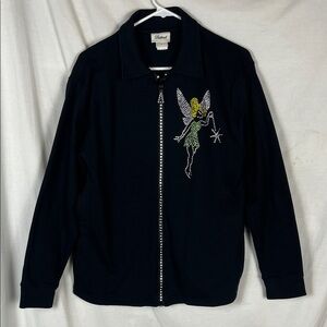 Tinkerbell Distinct Black Bedazzled Zip Up Sweatshirt